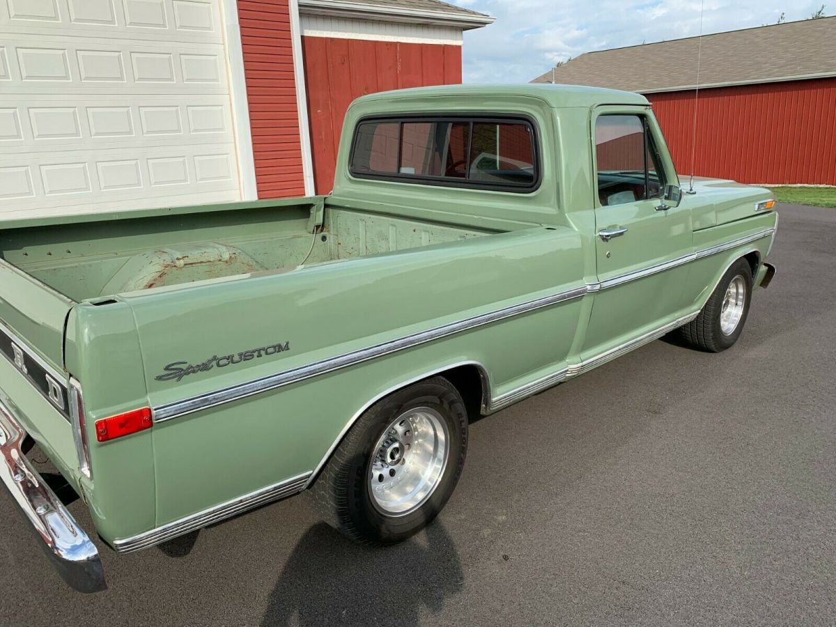 1971 ford f100 sport custom truck 390 big block automatic green