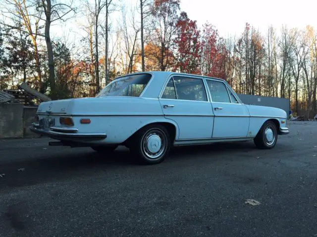 1973 mercedes benz 280sel 4.5, rare factory light blue paint on black leather