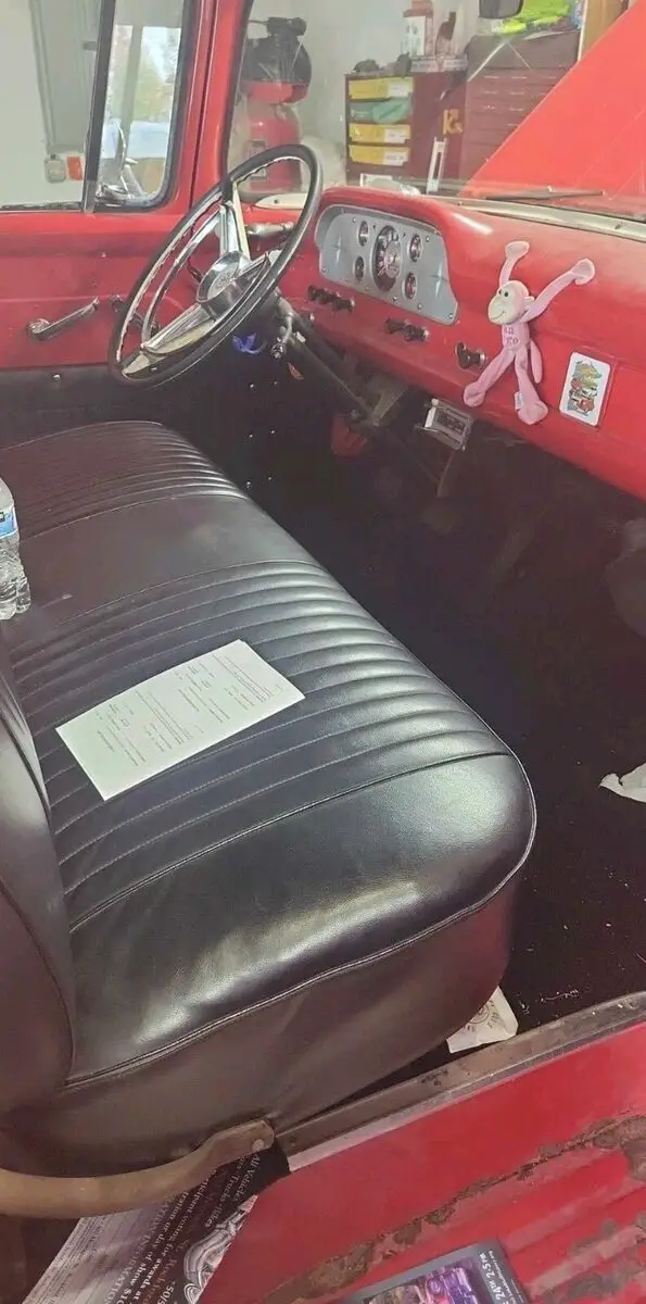 1958 ford f100 red rwd manual custom cab