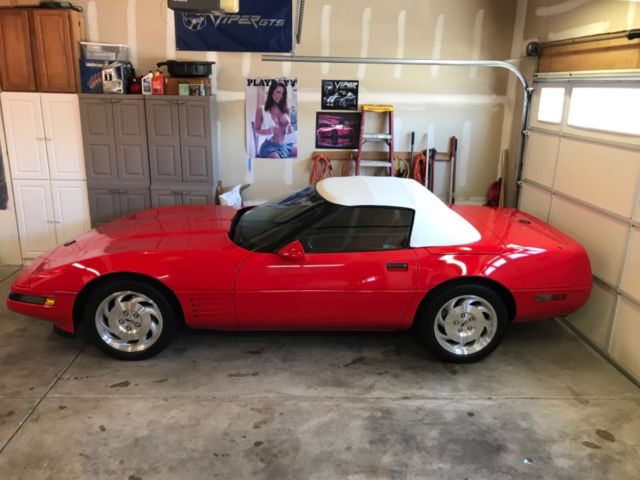 1994 corvette convertible red on red with white top! low miles! pristine!