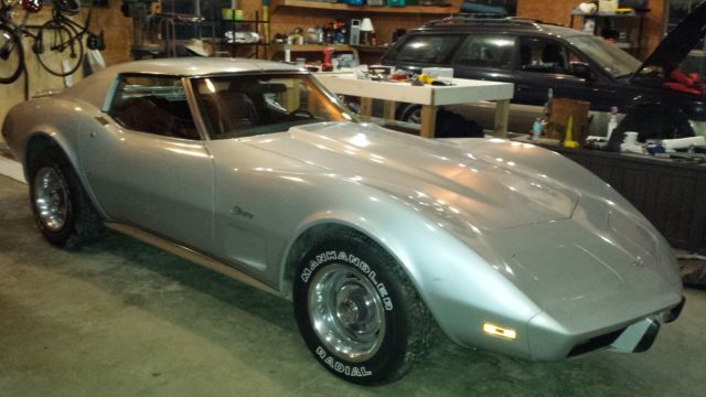 1976 corvette stingray, l48, silver, t-tops, automatic