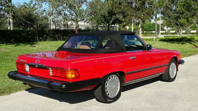 1986 mercedes benz 560sl roadster 50000 miles red/tan color combo beautiful car