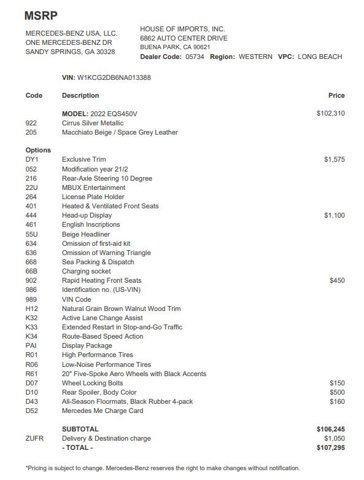 2022 mercedes-benz eqs 450+ eqs 450+