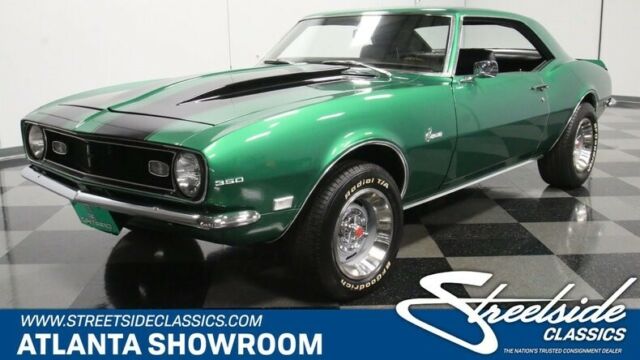classic vintage chrome chevy pony car 350 v8 4 speed manual green