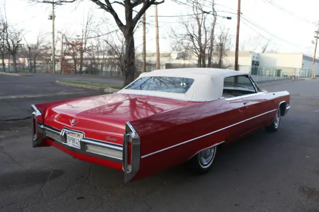 1966 cadillac deville convertible - classic red and white color combo