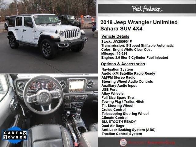 used 2018 jeep wrangler 4wd unlimited sahara asheville, nc 28806 for sale in asheville, north carolina