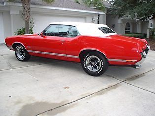 1971 oldsmobile cutlass supreme 432 convertible red with white top & interior a+