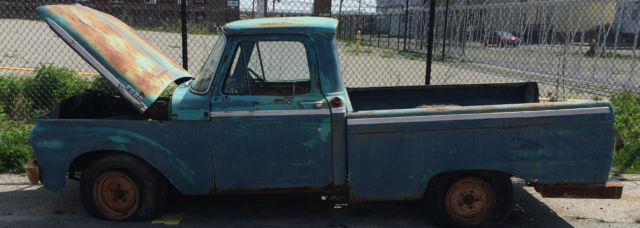 1964 ford f-100 vintage antique pickup truck v8 blue yard art or display cool