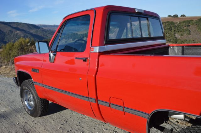 1987 gmc high sierra 4x4 red swb fleet side