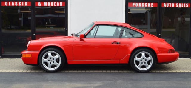 1991 porsche carrera 2 coupe, red/dark grey, 5-speed manual, ultra clean example