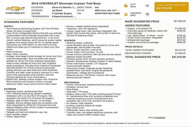 2019 chevrolet silverado 1500 custom trail boss