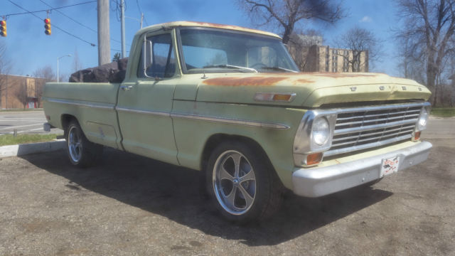 1968 ford f-100 fleetside truck with 360 big block nice patina fact a/c solid