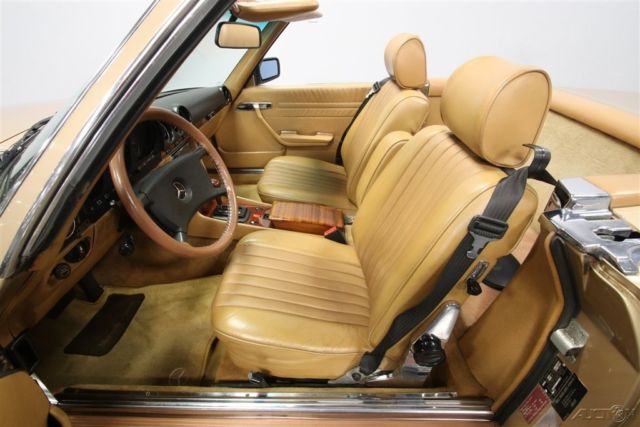 classic vintage german luxury r107 hard top chrome champagne tan wood grain 1983