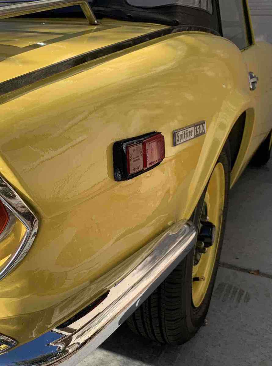 1974 triumph spitfire convertible yellow rwd manual wood, gun metal silver