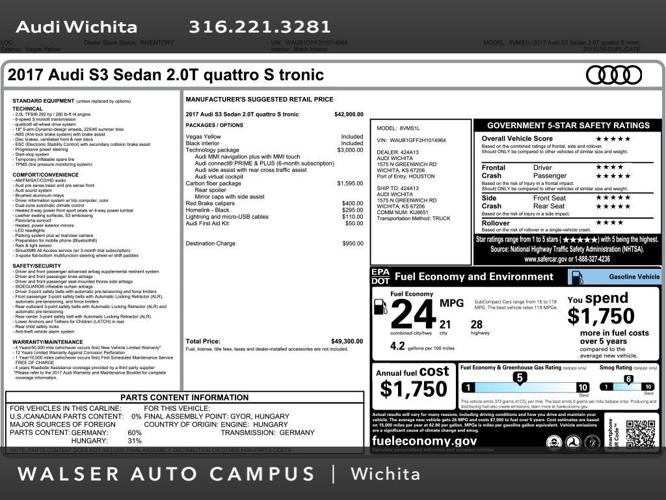 used 2017 audi s3 premium plus wichita, ks 67206 for sale in wichita, kansas