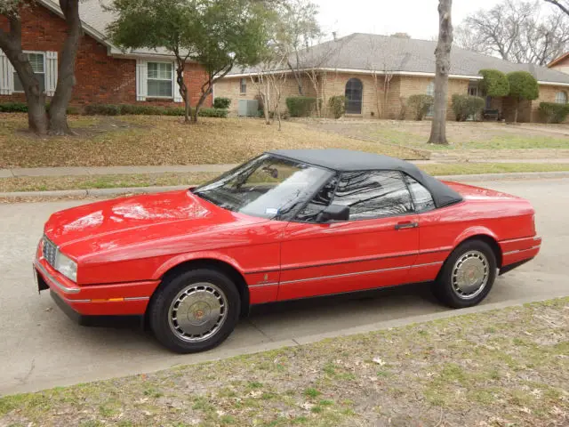 allante 1991 red exterior, black interior, electronic dash