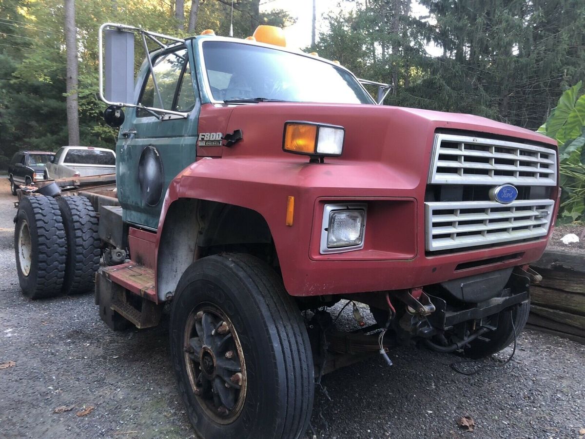 1991 ford f800 pickup red rwd automatic dump truck