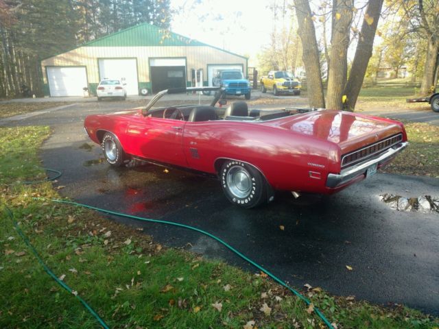 1970 ford torino gt convertible, 351 2 barrel, red, white top, black interior!!!