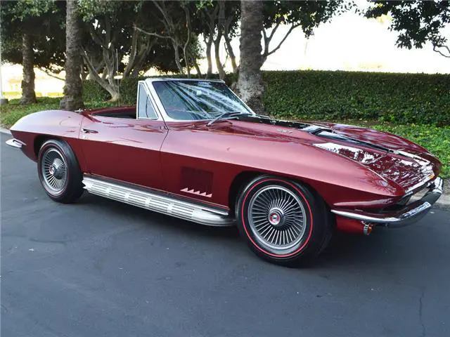 1967 chevrolet corvette marlboro maroon l71 convertible, 15 factory options