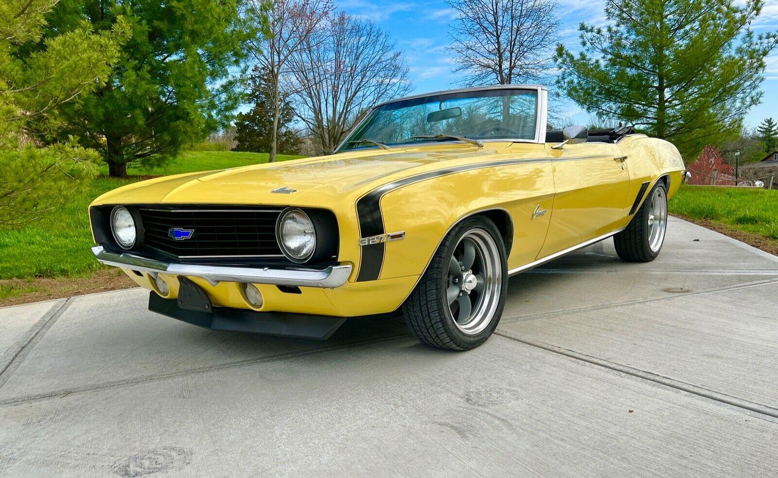 1969 chevrolet camaro convertible daytona yellow with black buckets 327 auto