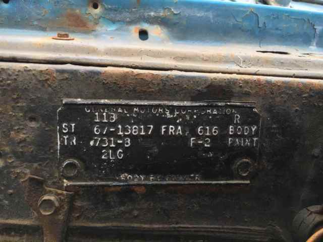 1967 ss chevelle 454 4-speed 12-bolt 138 vin project