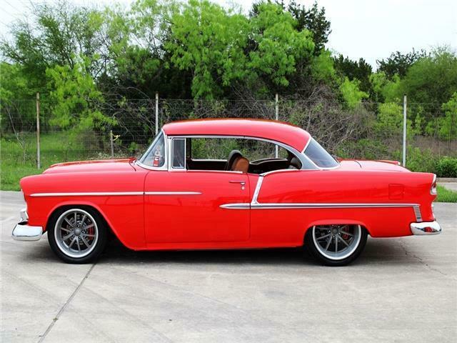 1955 chevrolet bel air resto mod - torch red / satin charcoal