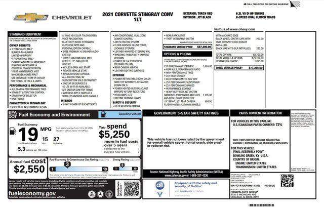 2021 chevrolet corvette stingray w/1lt