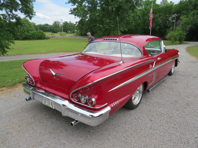 1958 chevy impala candy apple red