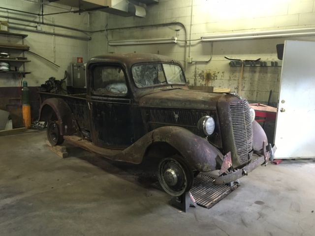 1937 ford 1/2 ton shortbed truck barnfind original complete hot rod rat rod rare