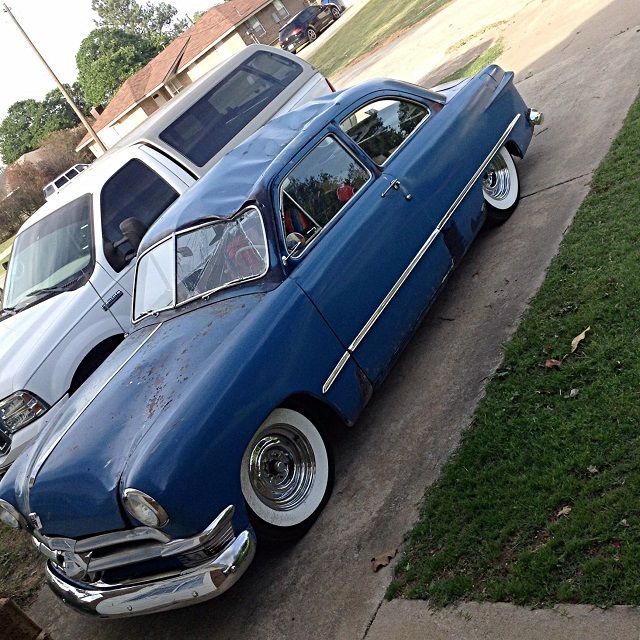 1950 ford tudor sedan shoebox damaged fresh build flathead mercury lowered