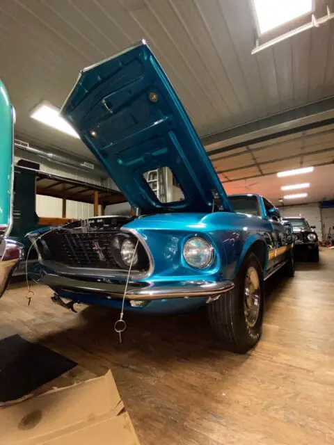 1969 ford mustang coupe blue rwd automatic