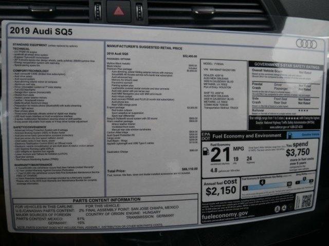 new 2019 audi sq5 premium plus metairie, la 70002 for sale in metairie, louisiana