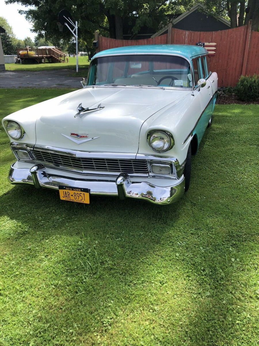 1956 chevrolet bel air wagon white rwd automatic 120/150