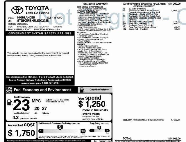 new 2020 toyota highlander awd xle v6 monroeville, pa 15146 for sale in monroeville, pennsylvania