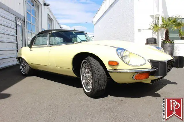 1974 jaguar xke v12 roadster, pale primrose/black, a lovely e-type