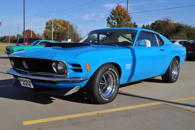 1970 ford mustang, grabber bluewith 27,959 true boss 429 date code correct engin
