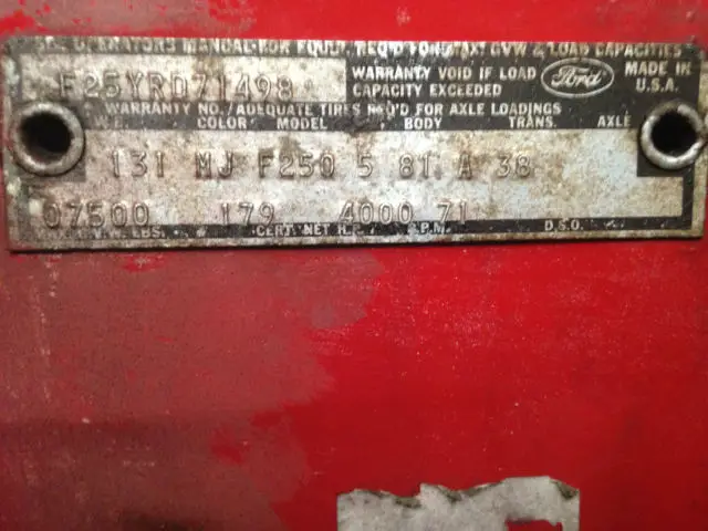 ford f-250 1968 v-8 stik shift 3/4 ton
