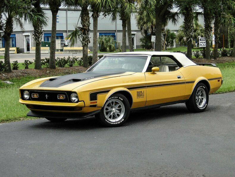 1971 fordmustangmach 1 tributemedium goldenrod yellowsurvivor classic car servic