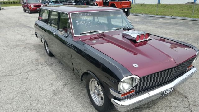 1963 nova street rod muscle car wagon with lots of umph (blower)