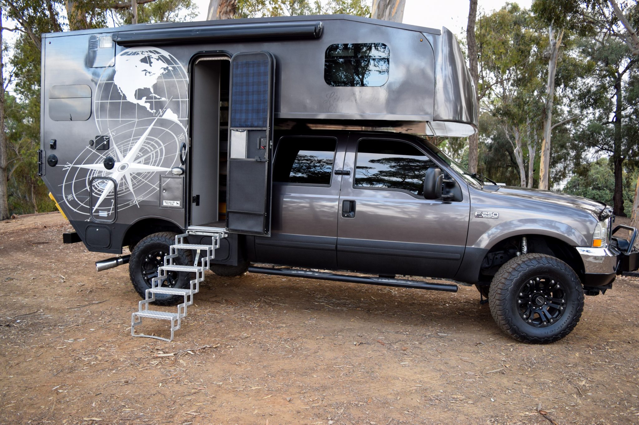 2002 ford f-250 4×4 flatbed camper expedition vehicle
