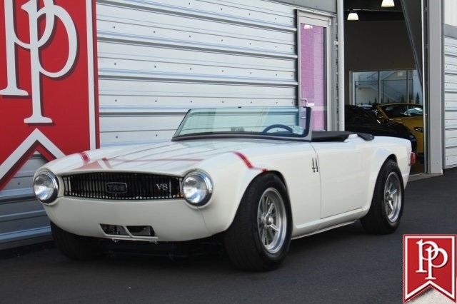 1970 triumph tr6 roadster, 302 c.i. v8, group 44 tribute, white on red