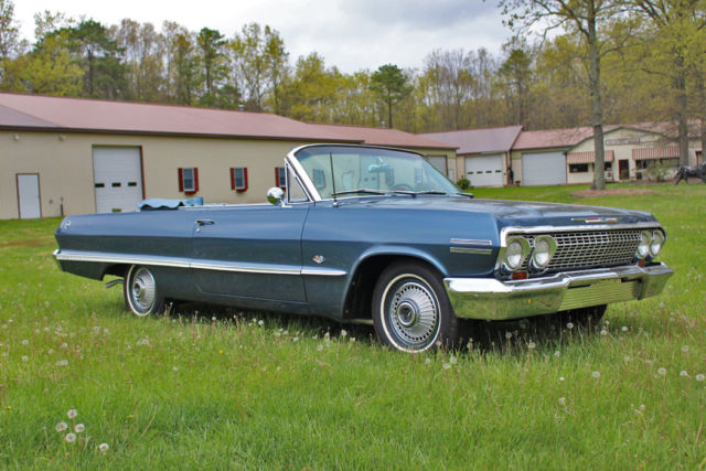 1963 chevy impala convertible 327 chevrolet classic monaco blue non ss restored