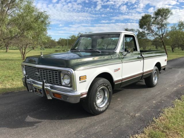 1972 chevrolet c10 75184 miles white/dk olive/white pickup truck 400 v8 th350 a