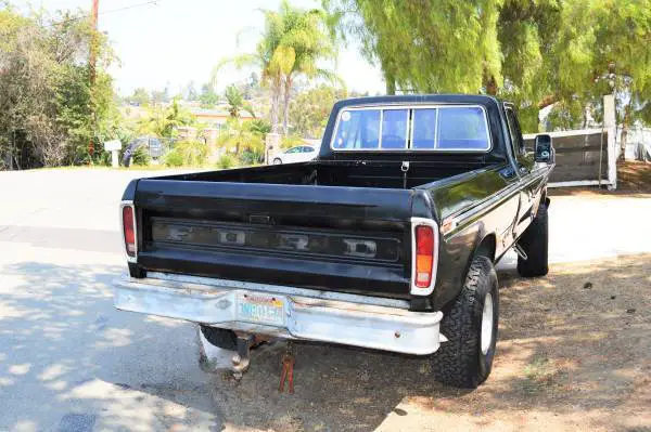 1977 ford f-150 4×4 highboy, very clean california truck, black/black, 35" bfgs