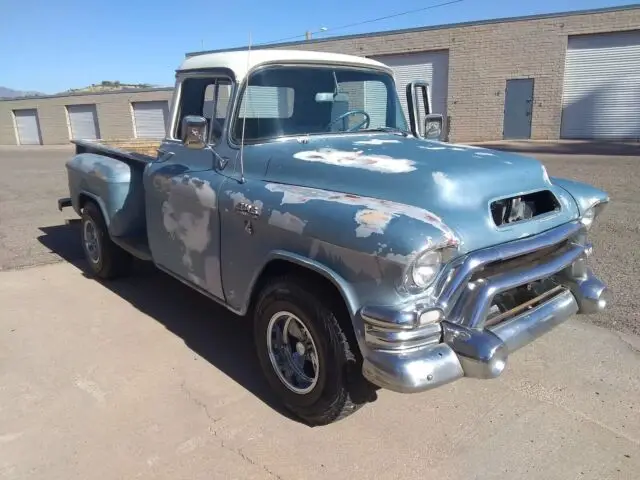 1955 gmc 100 pickup grey rwd automatic chrome