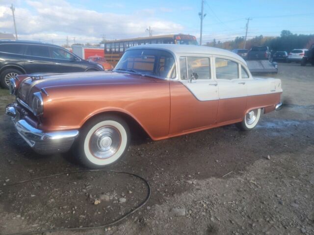 1955 pontiac chieftain sedan orange rwd automatic chrome