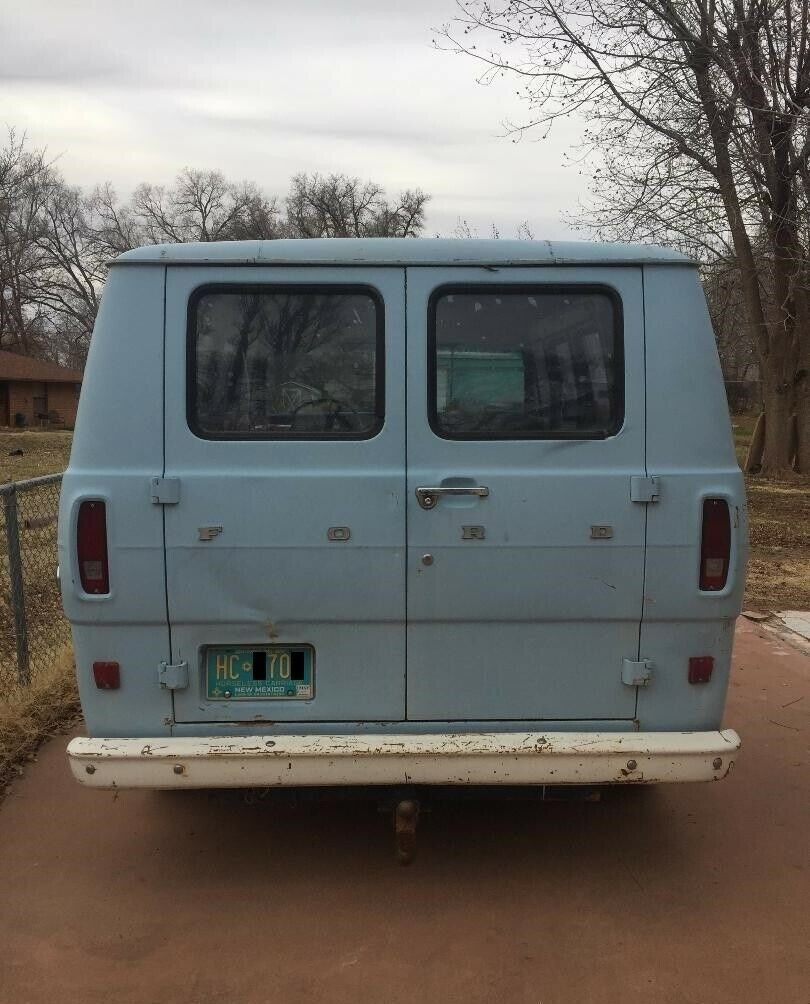 1970 econoline: overhauled 302 v8, rare 13-window robins egg blue e-100 "shorty"