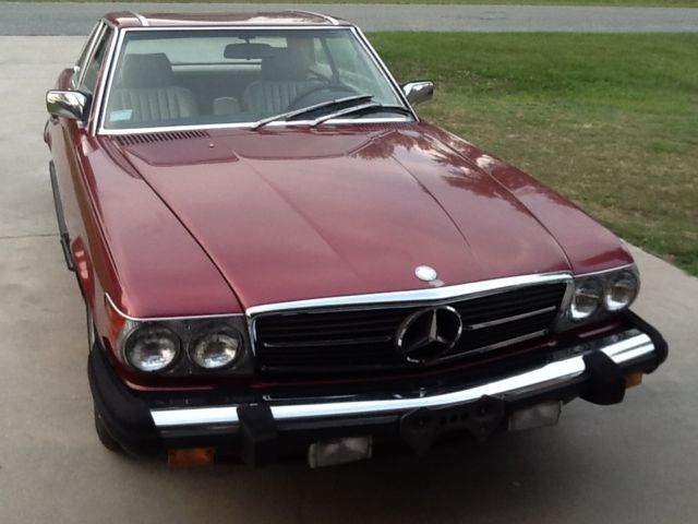 1989 mercedes-benz 560sl roadster, cabernet red, hard and soft top convertible