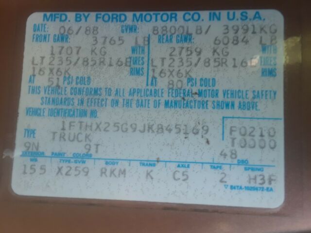 1988 f250 xlt lariat 65k original miles 7.5l no rust!! no reserve!!!! clean!!!!
