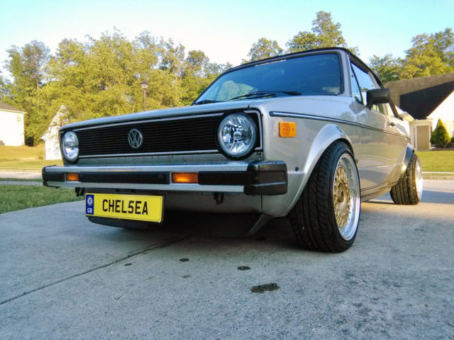 1987 vw cabriolet mk1 - coilovers, stretched tires, gold wheels, eurosport